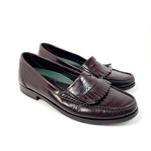 Florsheim Mens Size 10 Burgundy Leather Slip On Dress Formal Kiltie Penny Loafer